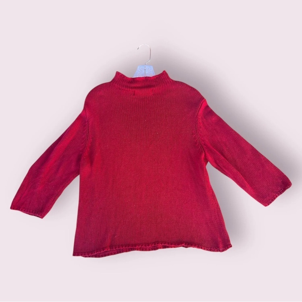 1990S RED ORVIS MOCK NECK SWEATER, SZ L - Picture 2 of 5